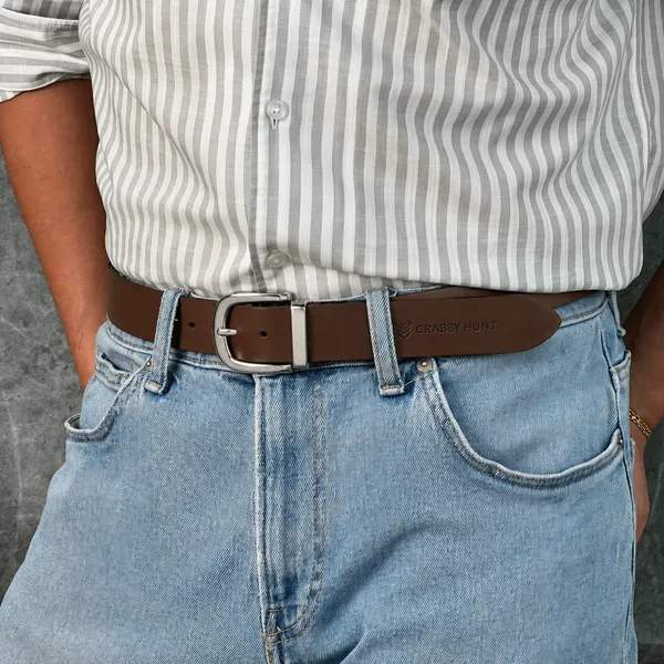 Crabby_Hunt_Premium_Smooth_Brown_Leather_Belt_With_Gunmetal_Round_Buckle_High_Shine_Metal