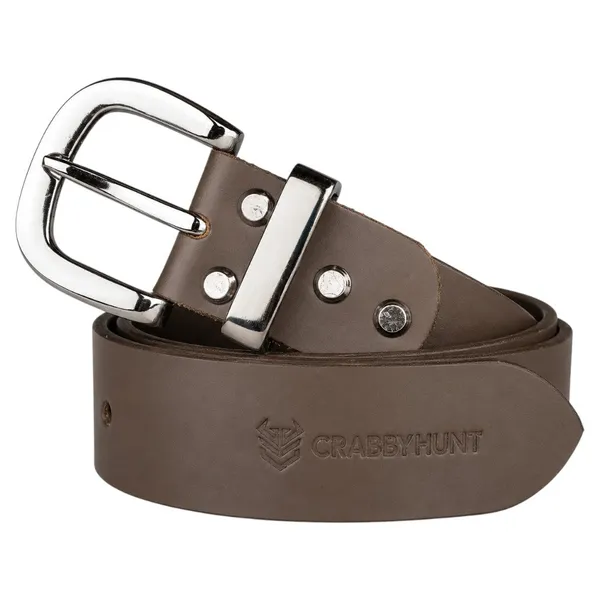 Crabby_Hunt_Premium_Smooth_Brown_Leather_Belt_With_Gunmetal_Round_Buckle_High_Shine_Metal