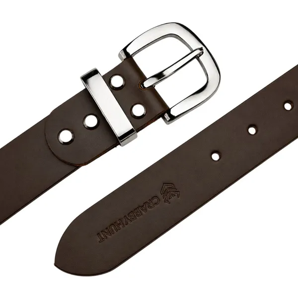 Crabby_Hunt_Premium_Smooth_Brown_Leather_Belt_With_Gunmetal_Round_Buckle_High_Shine_Metal