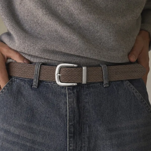 Crabby_Hunt_Textured_Genuine_Leather_Belt_For_Men_Premium_Woven_Pattern_Casual_Belt_With_Metal_Pin_Buckle_Brown
