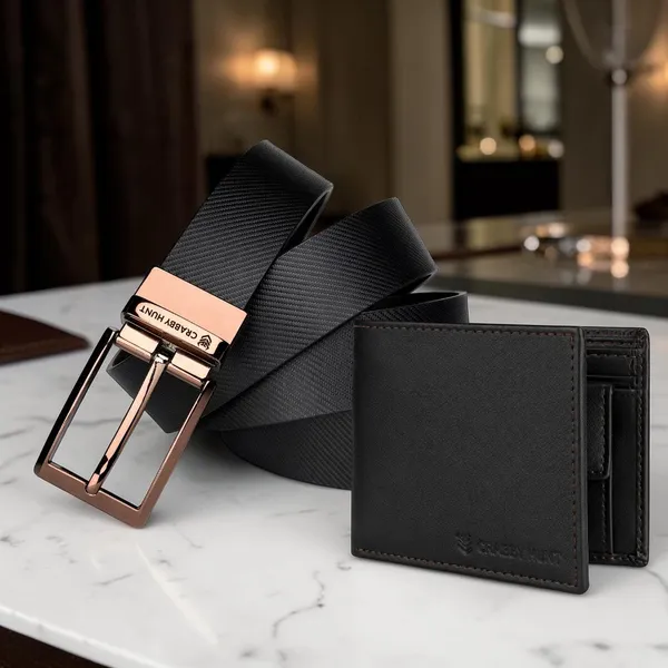 Crabby_Hunt_Premium_Leather_Belt_Wallet_Combo_Set_Drill_Square_Choco_Buckle_Belt_Black_Back_Pocket_Wallet