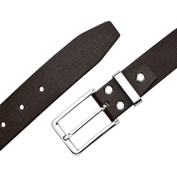 Carbby_Hunt_Men_S_Genuine_Leather_Belt_Brown_Square_Grid_Texture_With_Silver_Buckle_Formal_Casual_Wear