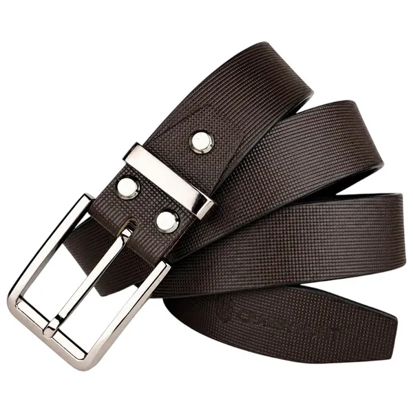 Carbby_Hunt_Men_S_Genuine_Leather_Belt_Brown_Square_Grid_Texture_With_Silver_Buckle_Formal_Casual_Wear