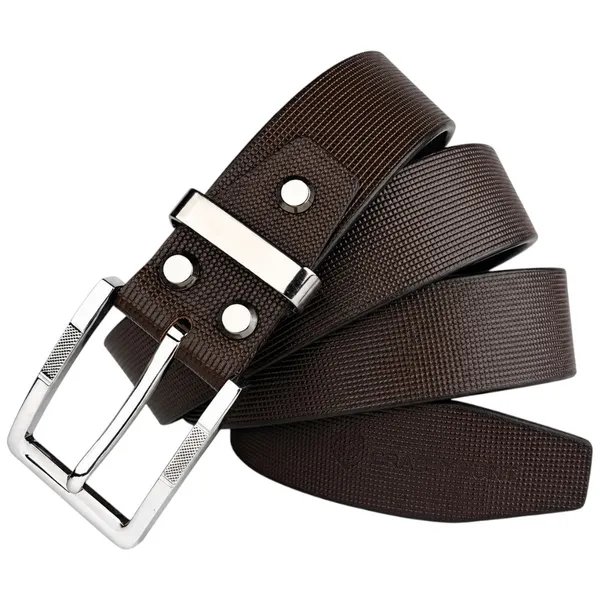 Crabby_Hunt_Men_S_Genuine_Leather_Belt_Brown_Square_Grid_Textured_Strap_With_Square_Metal_Buckle