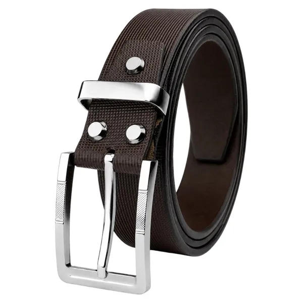 Crabby_Hunt_Men_S_Genuine_Leather_Belt_Brown_Square_Grid_Textured_Strap_With_Square_Metal_Buckle