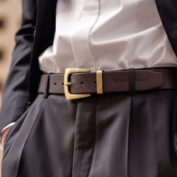 Crabby_Hunt_Premium_Brown_Leather_Belt_With_Square_Grid_Texture_Golden_Buckle_Formal_Casual_Men_S_Belt