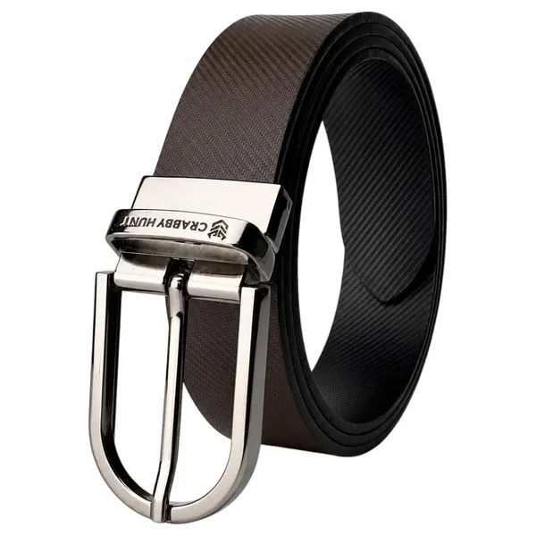 Crabby_Hunt_Premium_Reversible_Genuine_Leather_Belt_For_Men_Drill_Silver_Round_Buckle