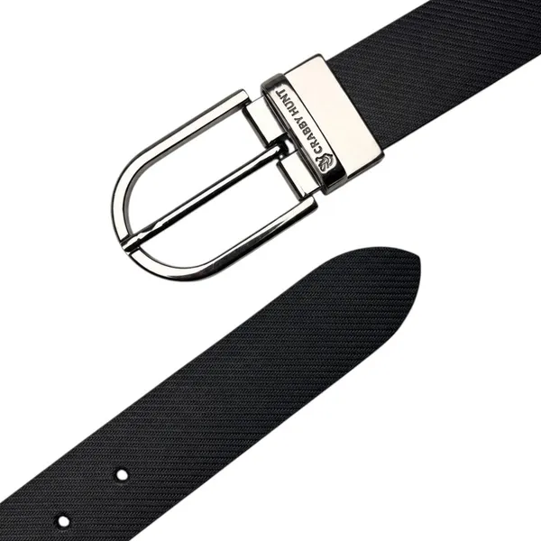 Crabby_Hunt_Premium_Reversible_Genuine_Leather_Belt_For_Men_Drill_Silver_Round_Buckle