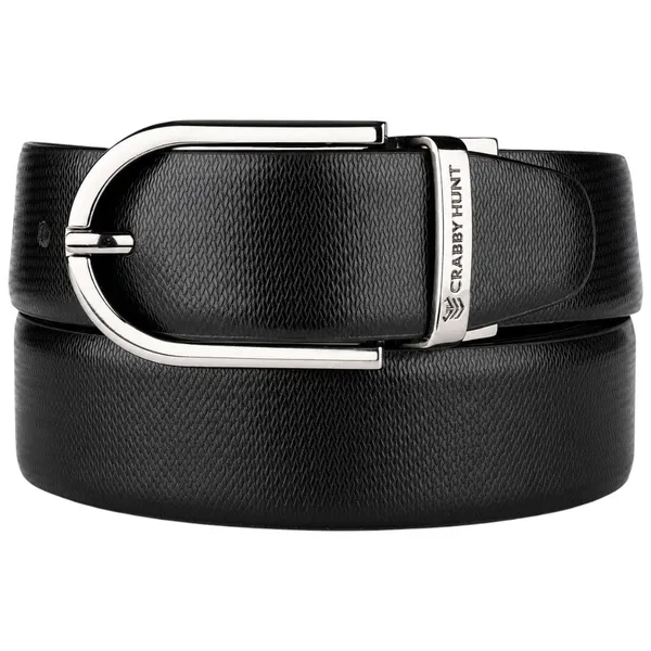 Crabby_Hunt_Reversible_Genuine_Leather_Belt_For_Men_Honey_Black_Silver_Round_Buckle_Formal_Casual_Belt