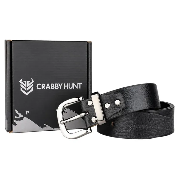 Crabby_Hunt_Men_S_Genuine_Leather_Belt_Black_Apollo_Strap_With_Gunmetal_Round_Buckle_Formal_Casual_Belt