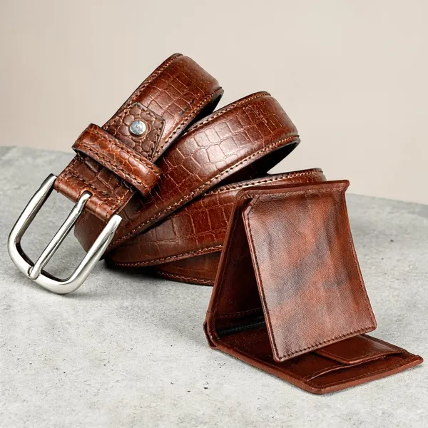 Crabby_Hunt_Men_S_Genuine_Leather_Belt_Wallet_Combo_Brown_Crocodile_Texture_Belt_With_Premium_Leather_Wallet_Gift_Set_For_Men_Formal_Casual