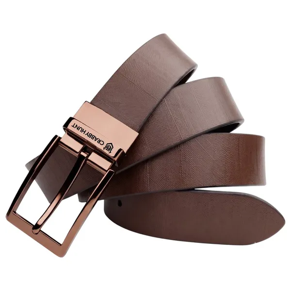 Men_S_Genuine_Leather_Belt_Textured_Brown_Leather_Belt_With_Rose_Gold_Buckle_Crabby_Hunt