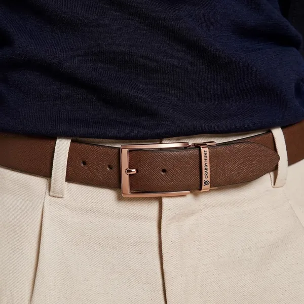 Men_S_Genuine_Leather_Belt_Textured_Brown_Leather_Belt_With_Rose_Gold_Buckle_Crabby_Hunt