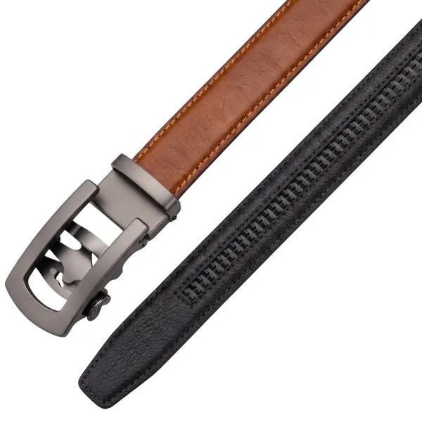 Crabby_Hunt_Men_S_Genuine_Leather_Auto_Lock_Belt_Choco_Brown_Grey_Ratchet_Buckle_35mm_Formal_Belt