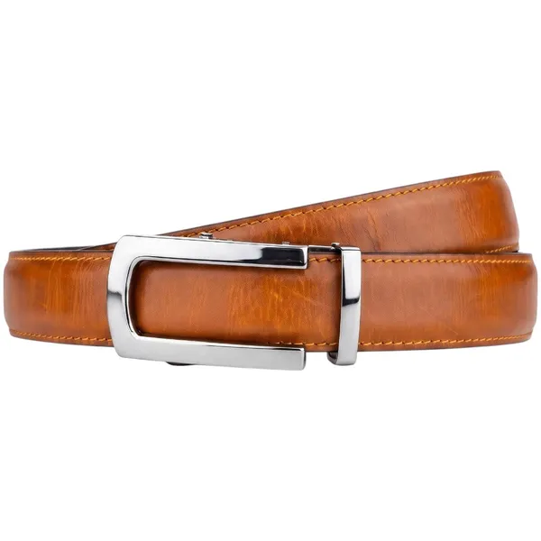 Tan_Tiger_Genuine_Leather_Auto_Lock_Belt_Silver_Buckle_Crabby_Hunt