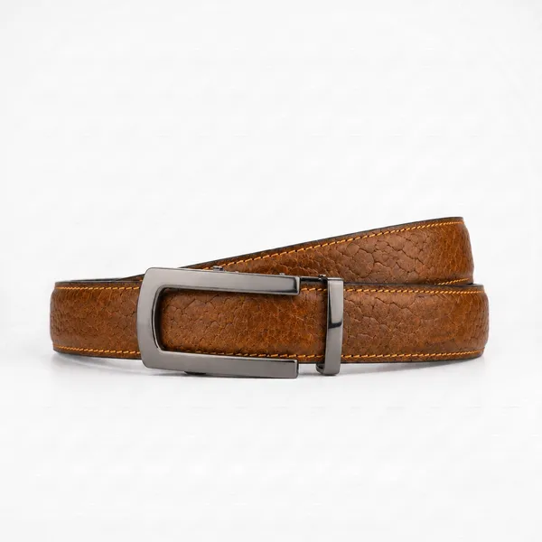 Crabby_Hunt_Men_S_Genuine_Leather_Auto_Lock_Belt_Brown_Python_Texture_Gunmetal_Ratchet_Buckle