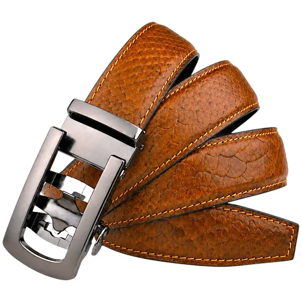 Crabby_Hunt_Men_S_Genuine_Leather_Auto_Lock_Belt_Brown_Python_Texture_Gunmetal_Ratchet_Buckle