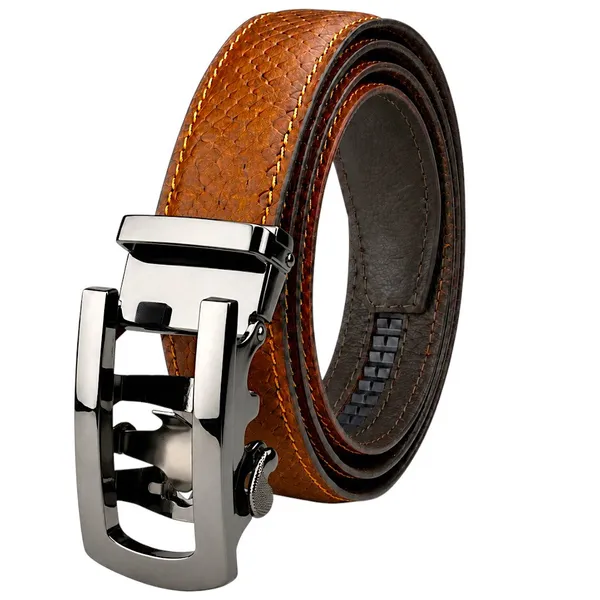 Crabby_Hunt_Men_S_Genuine_Leather_Auto_Lock_Belt_Brown_Python_Texture_Gunmetal_Ratchet_Buckle