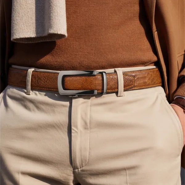 Crabby_Hunt_Men_S_Genuine_Leather_Auto_Lock_Belt_Brown_Python_Texture_Gunmetal_Ratchet_Buckle
