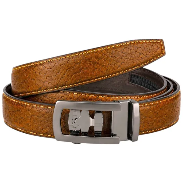 Crabby_Hunt_Men_S_Genuine_Leather_Auto_Lock_Belt_Brown_Python_Texture_Gunmetal_Ratchet_Buckle