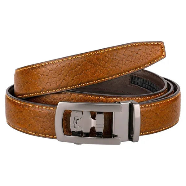 Crabby_Hunt_Men_S_Genuine_Leather_Auto_Lock_Belt_Python_Texture_Brown_Grey_Ratchet_Buckle_35mm_Formal_Belt
