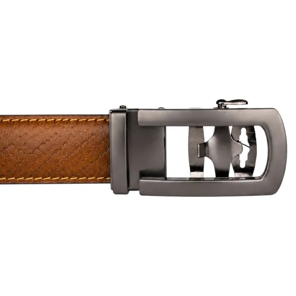 Crabby_Hunt_Men_S_Genuine_Leather_Auto_Lock_Belt_Python_Texture_Brown_Grey_Ratchet_Buckle_35mm_Formal_Belt