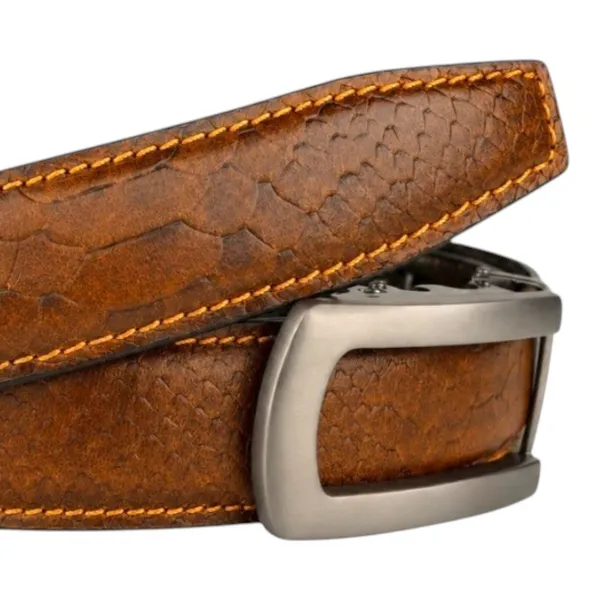 Crabby_Hunt_Men_S_Genuine_Leather_Auto_Lock_Belt_Python_Texture_Brown_Grey_Ratchet_Buckle_35mm_Formal_Belt
