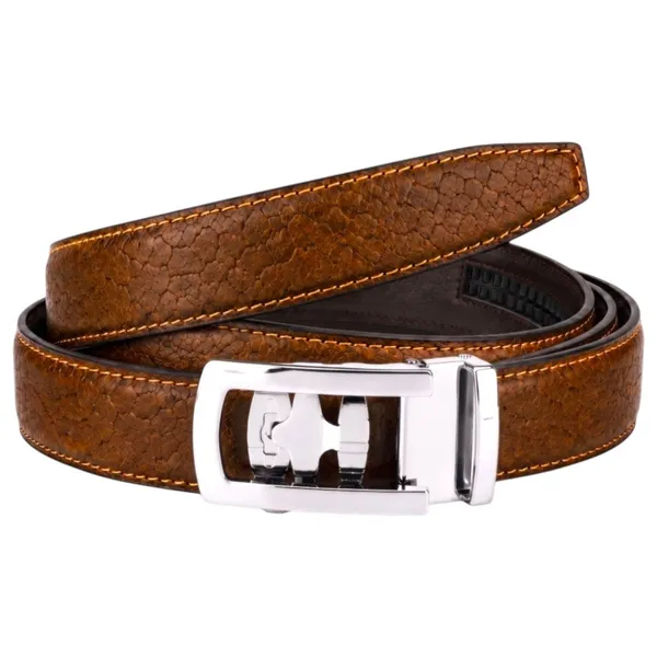 Crabby_Hunt_Men_S_Genuine_Leather_Auto_Lock_Belt_Brown_Python_Texture_Silver_Ratchet_Buckle_35mm