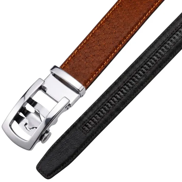Crabby_Hunt_Men_S_Genuine_Leather_Auto_Lock_Belt_Brown_Python_Texture_Silver_Ratchet_Buckle_35mm