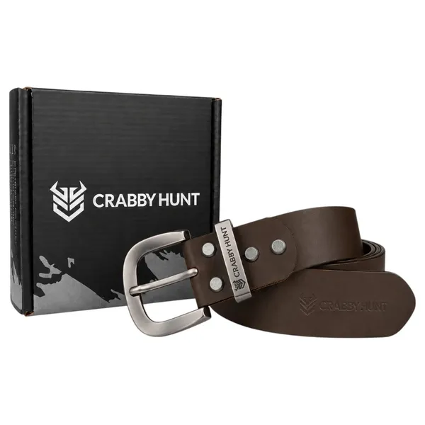 Crabby_Hunt_Classic_Brown_Leather_Belt_With_Grey_Round_Buckle