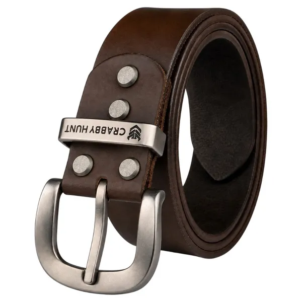 Crabby_Hunt_Classic_Brown_Leather_Belt_With_Grey_Round_Buckle
