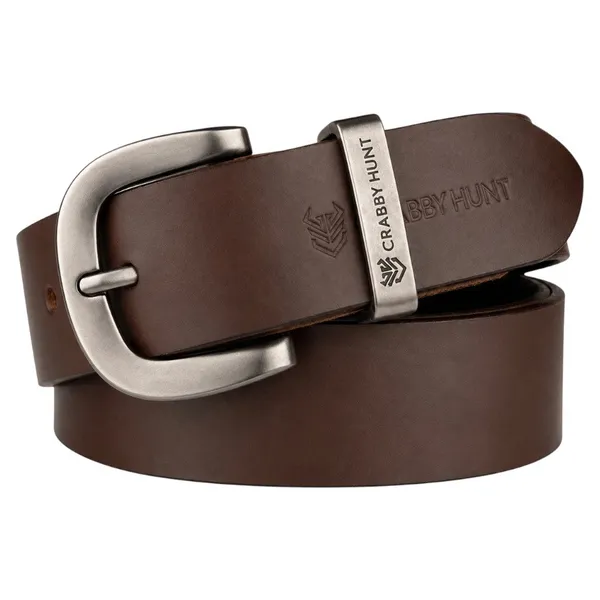 Crabby_Hunt_Classic_Brown_Leather_Belt_With_Grey_Round_Buckle