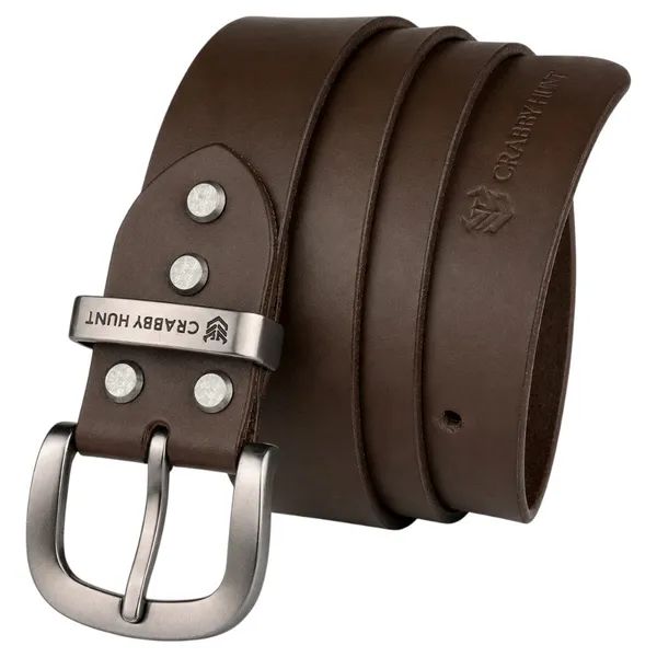 Crabby_Hunt_Classic_Brown_Leather_Belt_With_Grey_Round_Buckle
