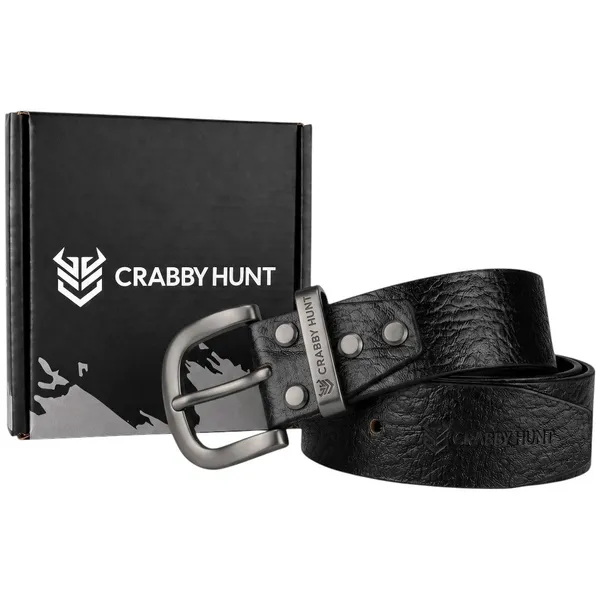 Crabby_Hunt_Premium_Apollo_Black_Genuine_Leather_Belt_With_Grey_Round_Buckle