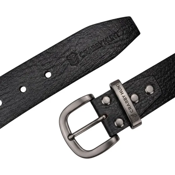 Crabby_Hunt_Premium_Apollo_Black_Genuine_Leather_Belt_With_Grey_Round_Buckle