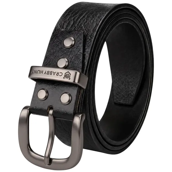 Crabby_Hunt_Premium_Apollo_Black_Genuine_Leather_Belt_With_Grey_Round_Buckle