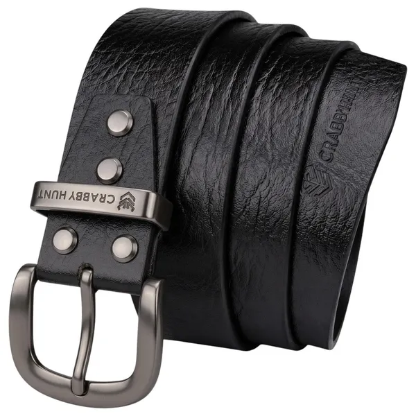 Crabby_Hunt_Premium_Apollo_Black_Genuine_Leather_Belt_With_Grey_Round_Buckle
