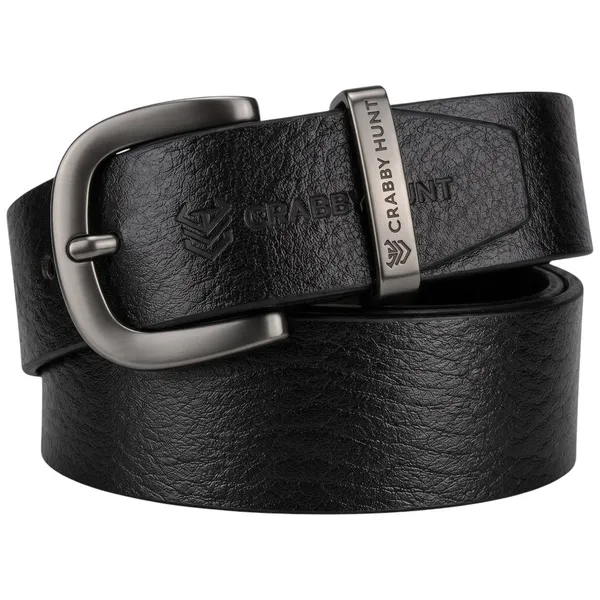 Crabby_Hunt_Premium_Apollo_Black_Genuine_Leather_Belt_With_Grey_Round_Buckle