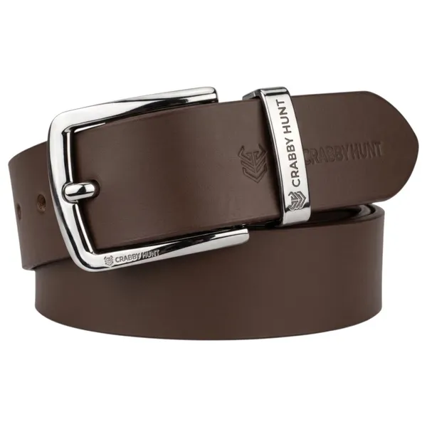 Crabby_Hunt_Premium_Smooth_Brown_Genuine_Leather_Belt_With_Polished_Silver_Square_Buckle