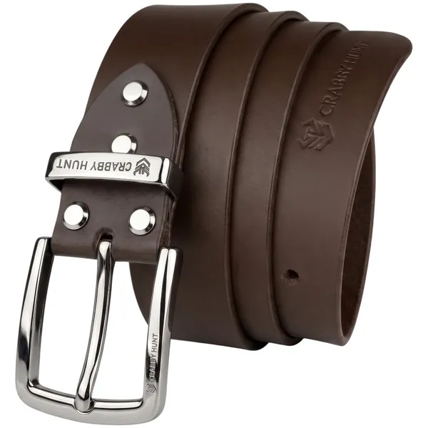Crabby_Hunt_Premium_Smooth_Brown_Genuine_Leather_Belt_With_Polished_Silver_Square_Buckle