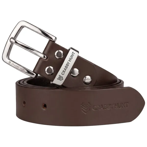 Crabby_Hunt_Premium_Smooth_Brown_Genuine_Leather_Belt_With_Polished_Silver_Square_Buckle