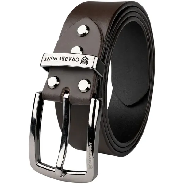 Crabby_Hunt_Premium_Smooth_Brown_Genuine_Leather_Belt_With_Polished_Silver_Square_Buckle