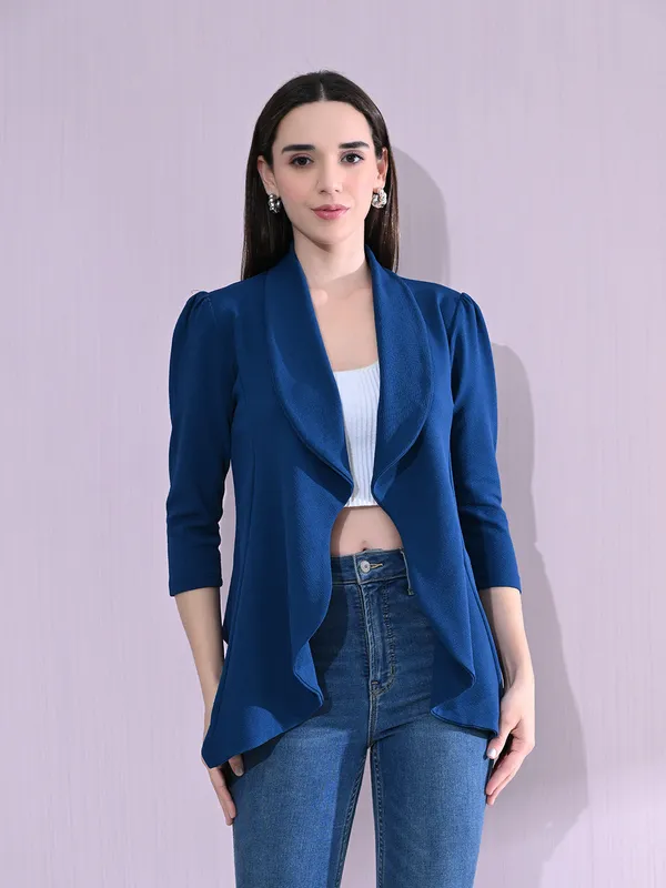 Women_S_Shawl_Collar_3_4_Sleeve_Blazer_Blue