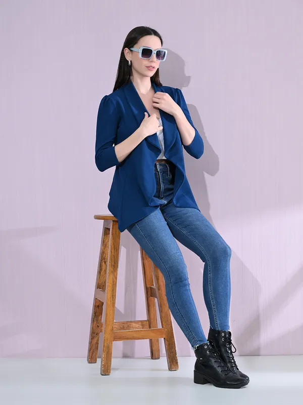 Women_S_Shawl_Collar_3_4_Sleeve_Blazer_Blue