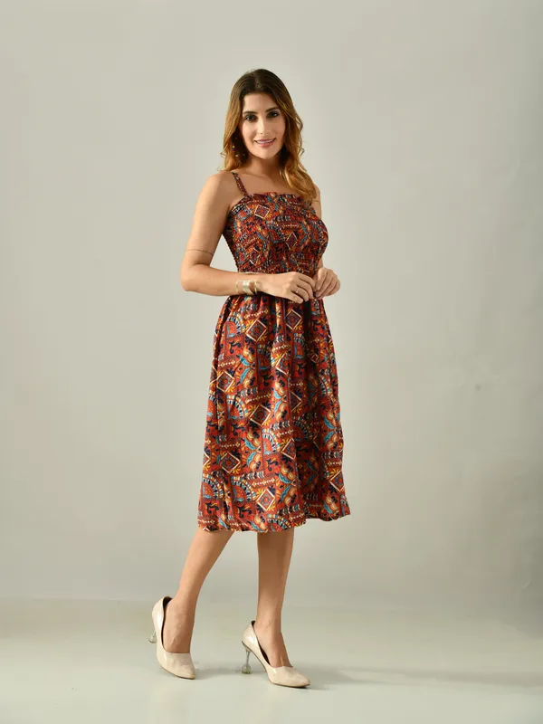 Owl_Mink_Women_S_Flared_Calf_Length_Dress_Sleeveless_Rayon_Crepe_Marron