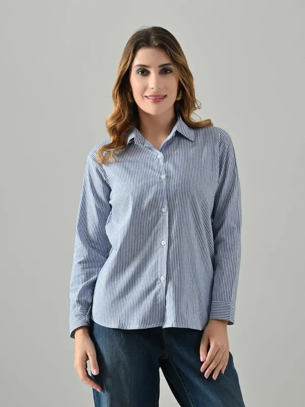 Owl_Mink_Women_S_Blue_Cotton_Striped_Shirt_Regular_Fit_Full_Sleeve