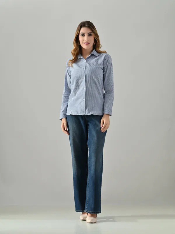 Owl_Mink_Women_S_Blue_Cotton_Striped_Shirt_Regular_Fit_Full_Sleeve
