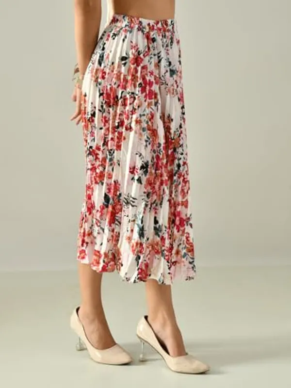 Women_S_Printed_Calf_Length_Skirt_Rayon_Crepe_Pleated_White_Multicolour
