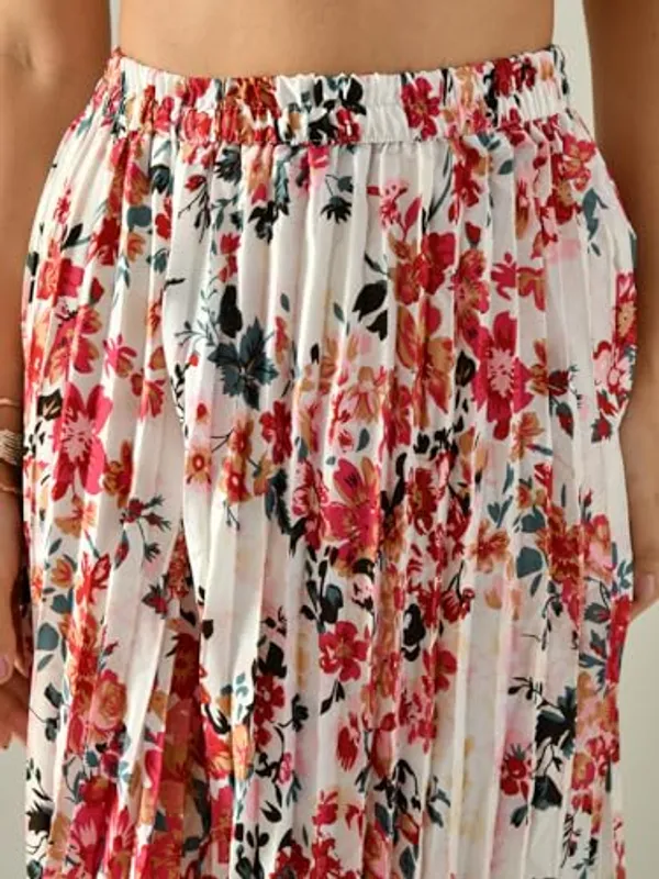 Women_S_Printed_Calf_Length_Skirt_Rayon_Crepe_Pleated_White_Multicolour