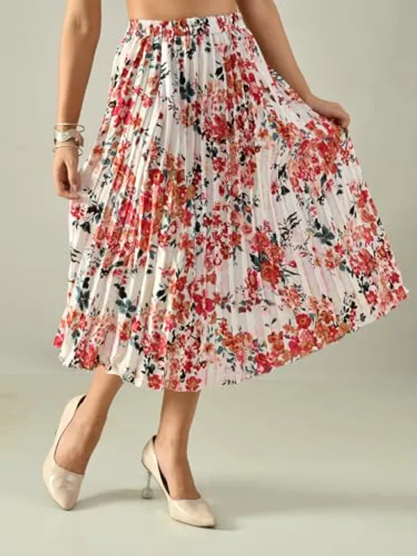 Women_S_Printed_Calf_Length_Skirt_Rayon_Crepe_Pleated_White_Multicolour
